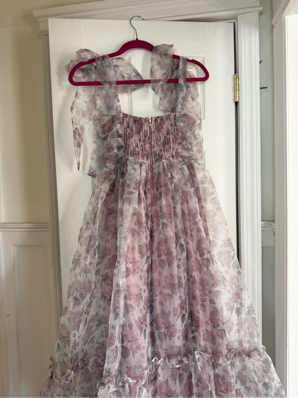 New Petal and Pup Floret Midi Dress XS Bow Tie Lavender Purple Garden Bridesmaid - Picture 5 of 8